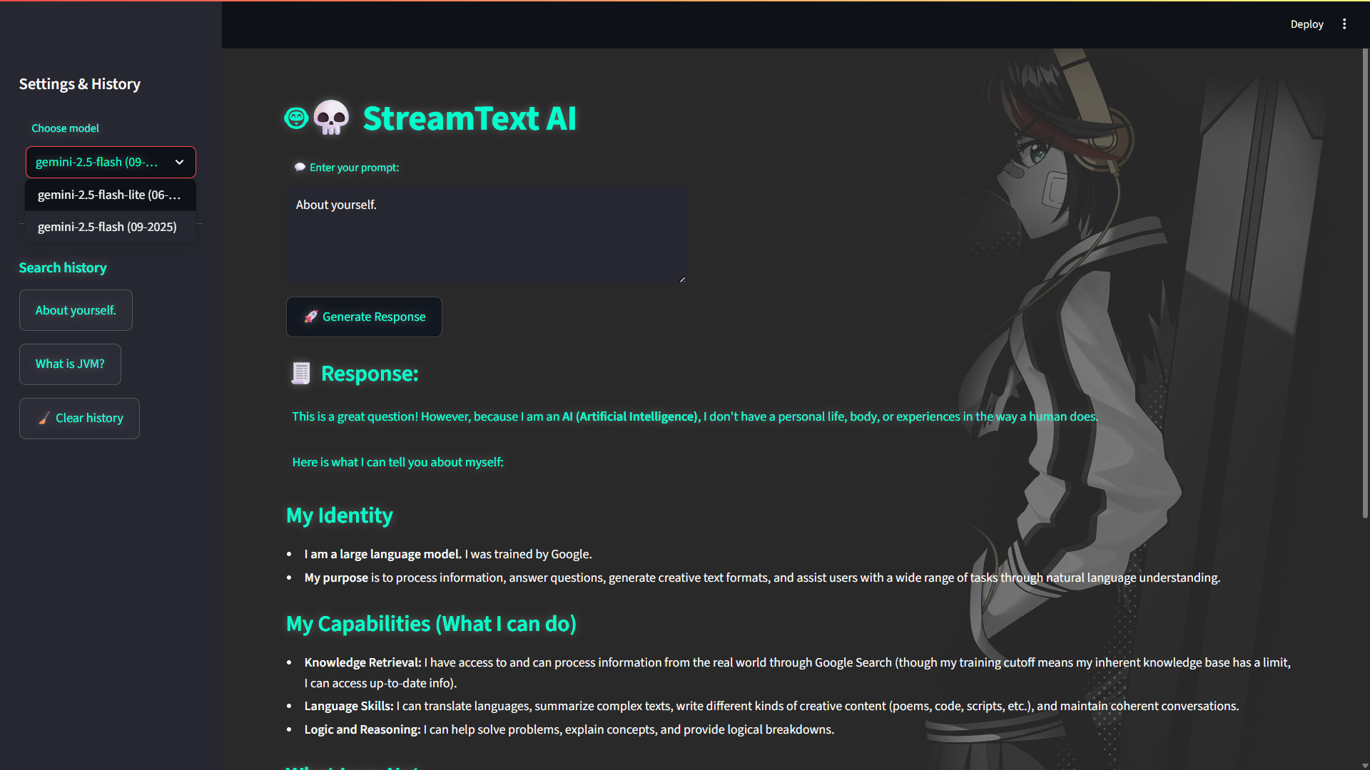 StreamText AI Text Generator preview